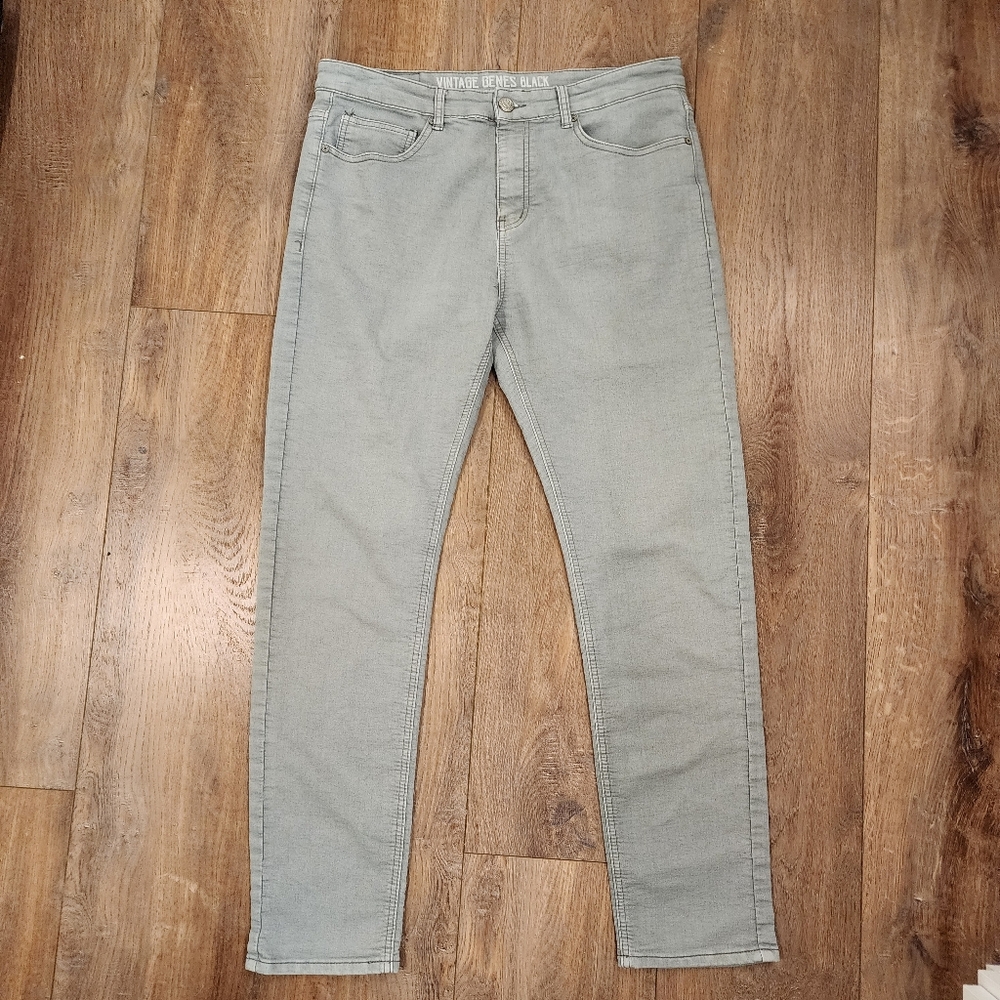 Vintage Jeans Black Men’s Slim Fit Light Gray Pants
